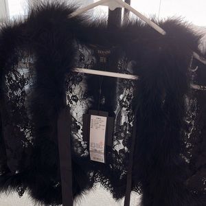 Unique lace with fur shawl